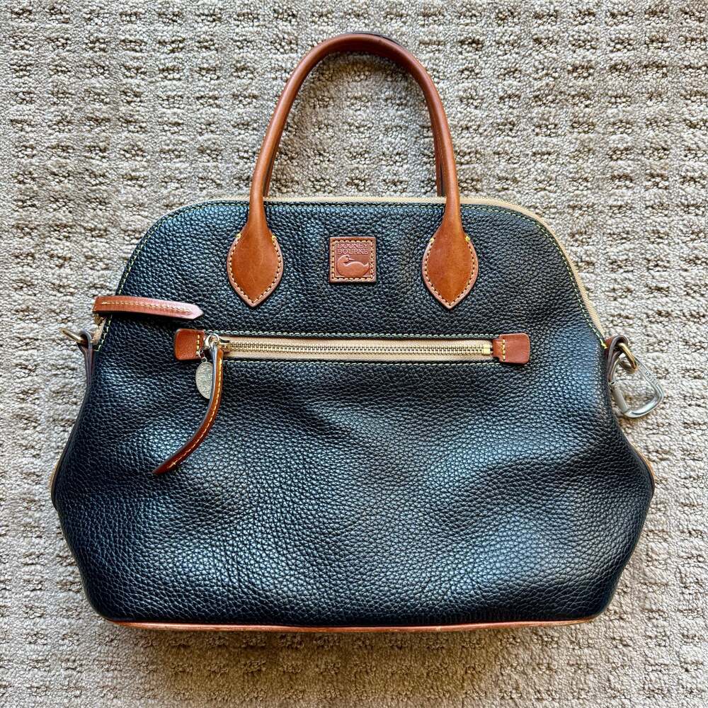 Dooney & Bourke Pebble Grain Domed Handbag Black Tan